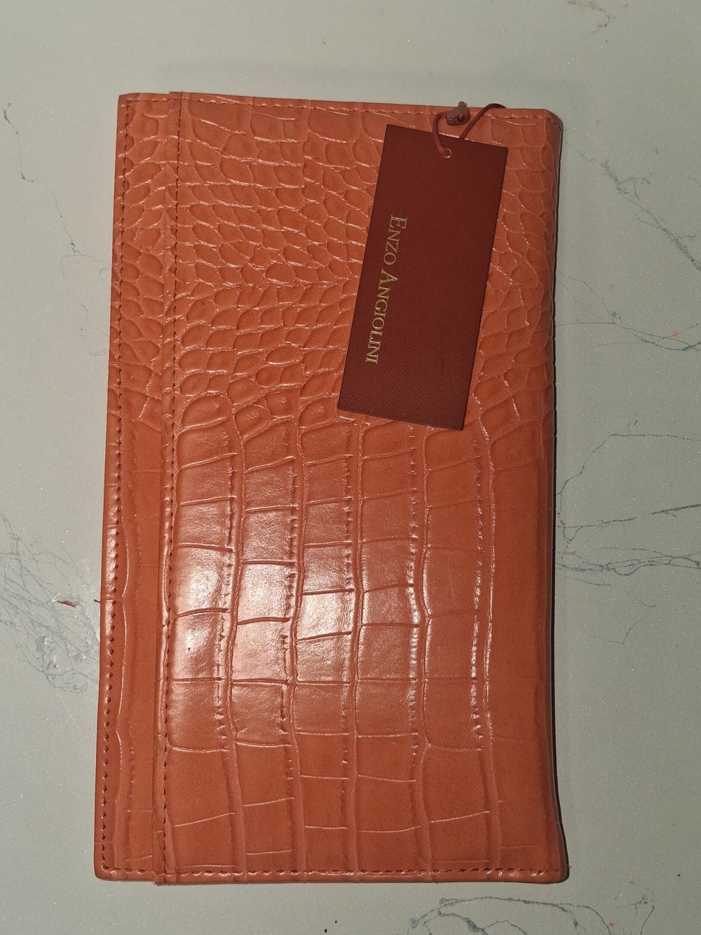 Enzo Angiolini Orange Faux Croc-Embossed Women's Clutch 3 Piece Set - Picture 4 of 5